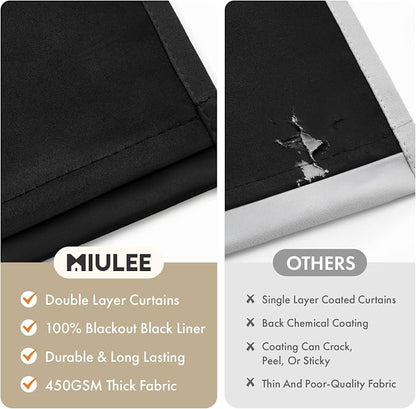 MIULEE Black 100% Blackout Curtains - Image 4