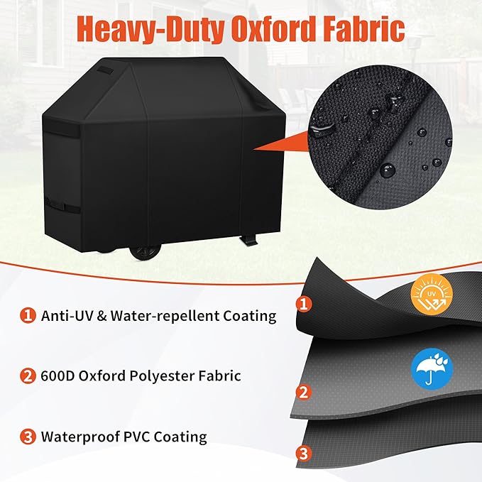 iCOVER Grill Cover 55 inch, BBQ Grill Cover for Outdoor Grill, 600D Heavy Duty Waterproof BBQ Cover, Anti-UV and Rip-Proof Barbecue Cover, Gas Grill Cover for Weber, Char-Broil, Nexgrill, etc