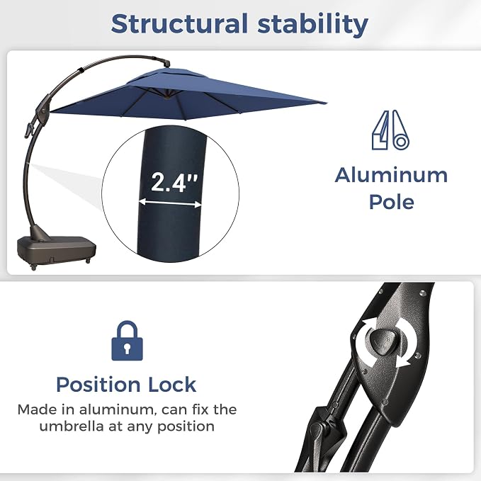 Grand patio 10x10 FT Large Cantilever Square Umbrella - Image 7