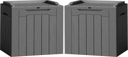 Flamaker 2 Pack Deck Box 31 Gallon Waterproof Resin Storage Box with Lid Indoor Outdoor Delivery Box Storage Bin for Patio Cushions (Grey)