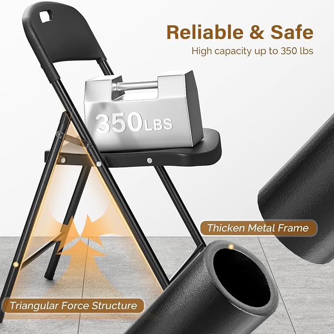 Bonnlo 4-Pack Black Plastic Folding Chairs, Portable Seat - Image 6