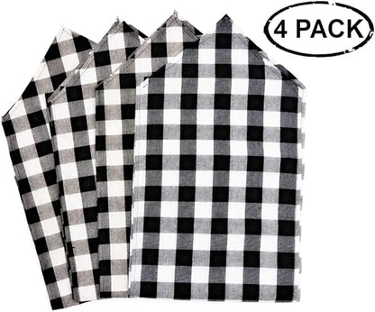 4 Pack Buffalo Check Table Runners White and Black Plaid Table Runner for Christmas Dinner, Lumberjack Party, Outdoor or Indoor Gatherings Table Home Decorations 11"x72"