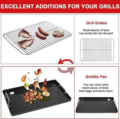 Full-Size Griddle Inserts for Charbroil Classic 280 2 Burner Gas Grills 463672817 463672817-P2 463613717 463647018, Flat Top Grill Griddle for Charbroil American Gourmet 463672717 465635821 465636021