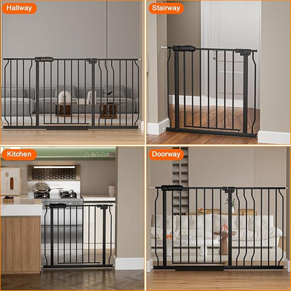 HOOEN 30" Tall Extra Wide Baby Gates 67 to 71.5 Inch Large Long Pressure Mounted Dog Gate for Doorways Stairs Child Safety Gates Tension Baby Gate Indoor Walk Through Gate for Kids or Pets