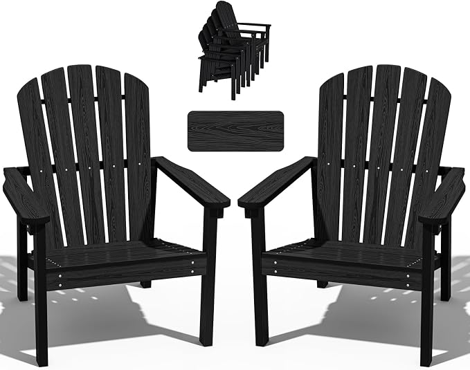 Compact Stackable Adirondack Chairs Set of 2, All-Weather by nevilywood