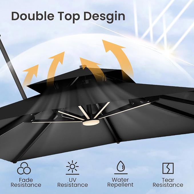 9x12 FT Outdoor Cantilever Patio Umbrella - Image 4