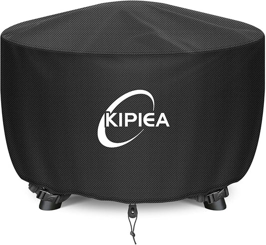 Kipiea Round Fire Pit Cover - 100% Waterproof Upgraded 600D Strong Tear Resistant Firepit Cover, UPF 50+ Outdoor Fire Pit Cover Fading Resistant, 40" Dia X 24" H