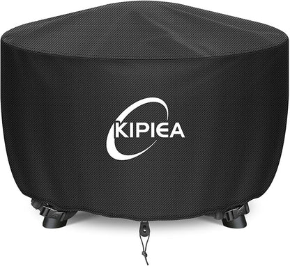 Kipiea Round Fire Pit Cover - Upgraded 600D Strong Tear and UV Resistant, 100% Waterproof Outdoor Firepit Cover Fits 33"-36" Patio Fire Pit (36" Dia X 20" H）