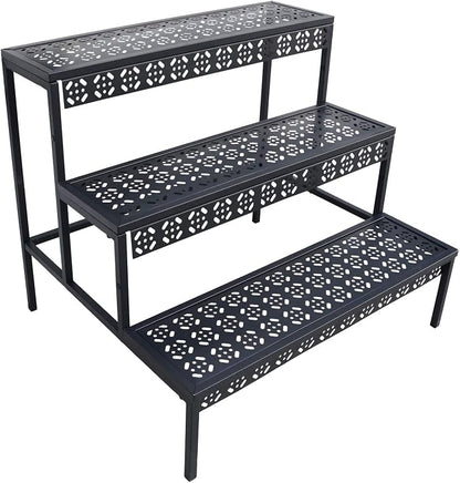 aboxoo 3-Tier Stair Style Metal Plant Stand, Large Indoor Outdoor Shelf | Holds by aboxoo