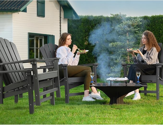 Oversized Stackable Adirondack Chair Set of 4, HDPE Fire Pit Chair | All-Weather - Image 7