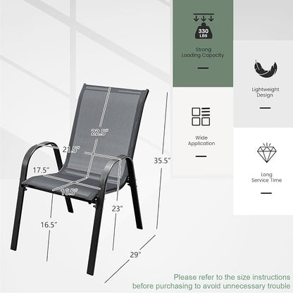 GIANTEX Patio Chairs Set of 4, Stackable Outdoor Dining Chairs - Image 3