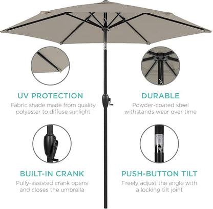 Best Choice Products 7.5ft Heavy-Duty Round Outdoor Market Table Patio Umbrella - Image 5