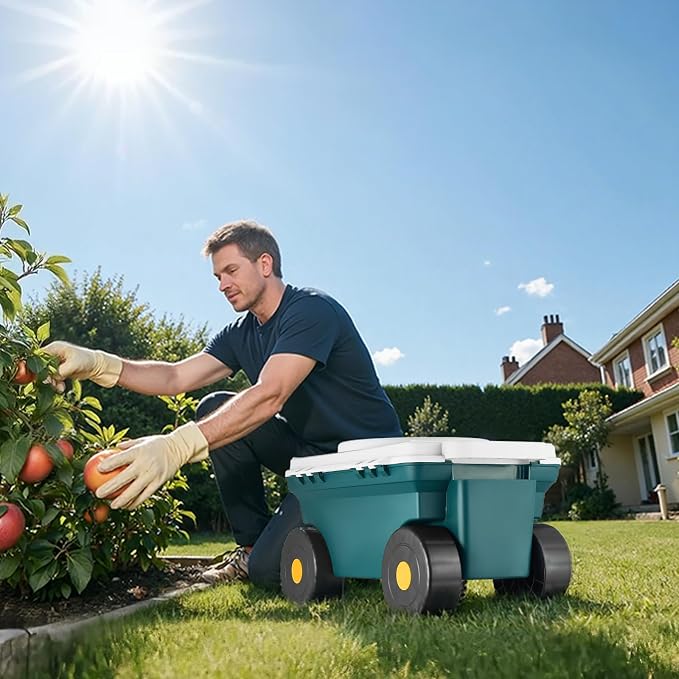VEVOR Small Garden Seat, 2 in 1 Rolling Garden Cart - Image 8