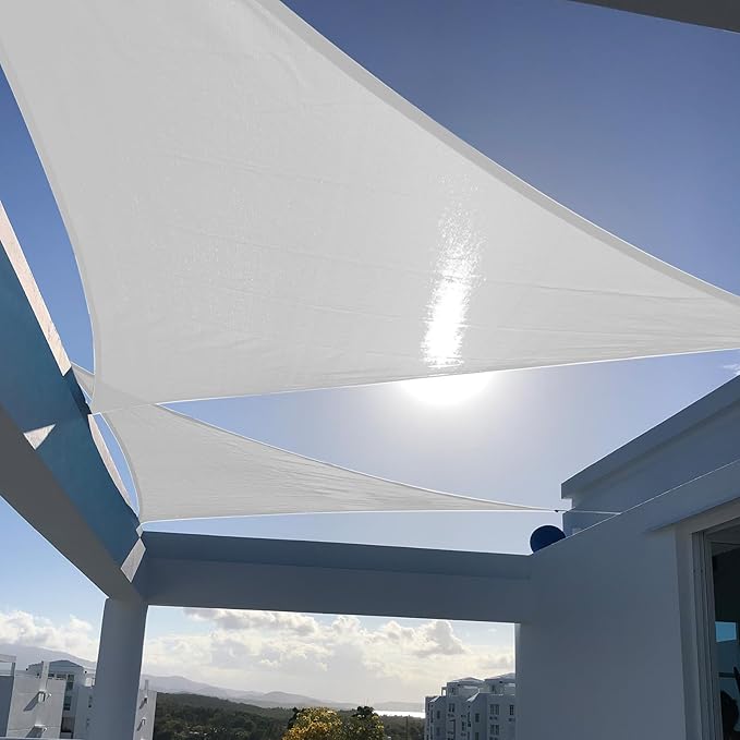 SUNNY GUARD 12' x 12' x 12' Triangle Shade Sail 95% UV Block Outdoor Canopy | by SUNNYGUARD