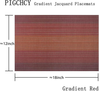 PIGCHCY Placemat,Washable Woven Non-Slip Insulation Durable Placemat Vinyl Table Mat Set of 4 (Scarlet Red)