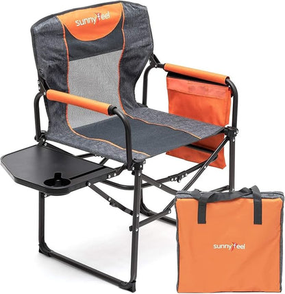 SUNNYFEEL Camping Directors Chair, Heavy Duty, Oversized Portable Folding Chair by SunnyFeelCamping