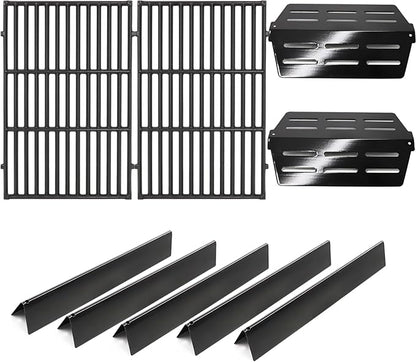 Criditpid Grill Replacement Parts for Weber Genesis 300 Series with Front Control Knob, 7620 7621 Flavorizer Bars, 7622 Heat Deflector & 7528 Grill Grates for Weber 310 S310 E320 E330 S330 EP310 Grill