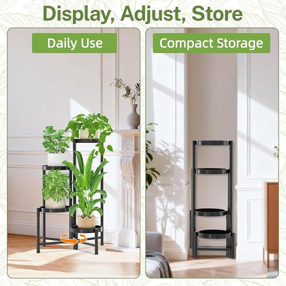 iDavosic.ly Plant Stand Indoor Outdoor, 4 Tier Metal Corner Shelf, Folding - Image 8