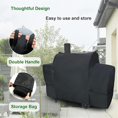 Outdoor Grill Cover for Royal Gourmet CC2036F Barrel Charcoal Grill, Cover Geny Waterproof 600D Heavy Duty BBQ Grill Cover, Charcoal Smoker Grill Covers Fit Royal Gourmet CC Series Grills.