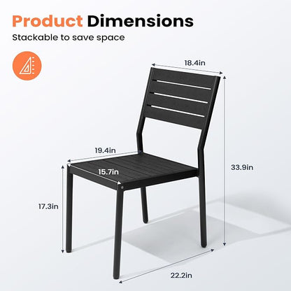 Pellebant Stackable Outdoor Patio Dining Chairs Set of 2 | Aluminum Armless - Image 3