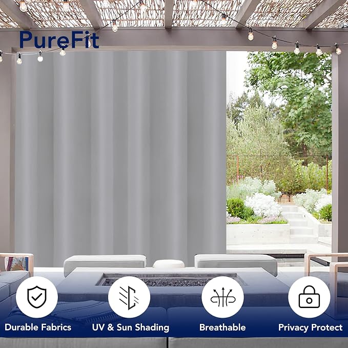 PureFit Outdoor Curtains for Patio Waterproof Weatherproof Outside Curtains | - Image 3