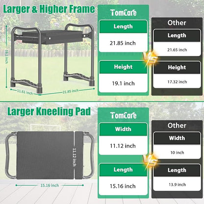 TomCare Garden Kneeler and Seat, 11.12" Kneeling Pad Sturdy Garden Bench - Image 3
