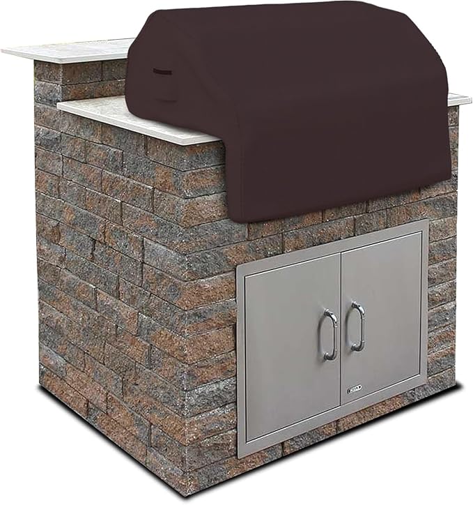 Covers & all Built-in Outdoor Grill Cover, Durable 12 Oz Waterproof Cover Max Material with Air Pocket & Elastic for Snug Fit (48" W x 27" D x 26" H Inches, Coffee)