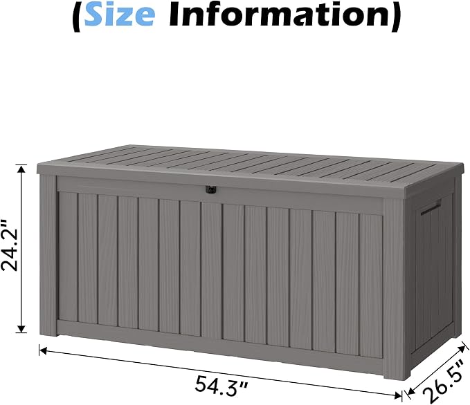 Outdoor Storage Box, 155 Gallon Resin Deck Boxes Outdoor Waterproof - Image 2