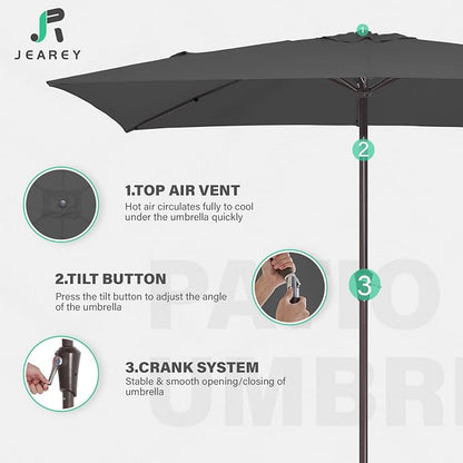 JEAREY 6.5x10 ft Rectangular Patio Umbrellas Rectangle Outdoor Umbrella - Image 7