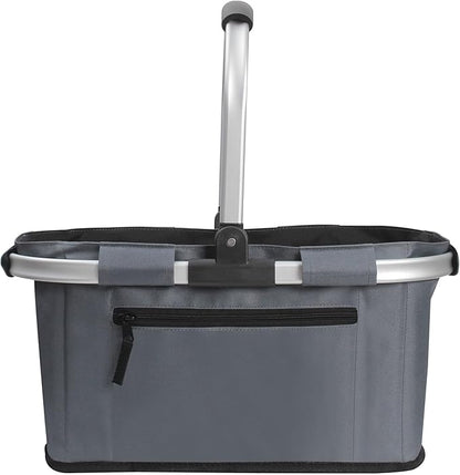 SIYUAN Picnic Basket with Handle 22L Collapsible Grocery Shopping Basket Portable Folding for Travel Camping Reuasble Market Bag, Grey