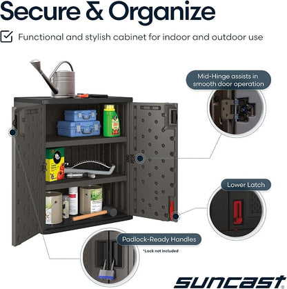 Suncast 30" Heavy-Duty Resin Outdoor Storage Cabinet, Dark Gray - Image 8