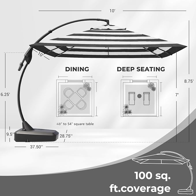 Grand patio 10x10 FT Square Cantilever Umbrella - Image 2