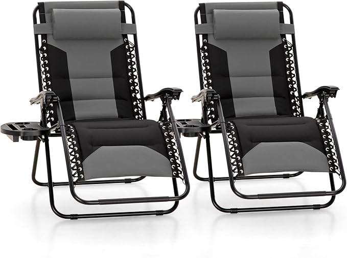 MFSTUDIO Padded Zero Gravity Chair, Cup Holder, 28in Seat, Removable Cup Holder by MFSTUDIO