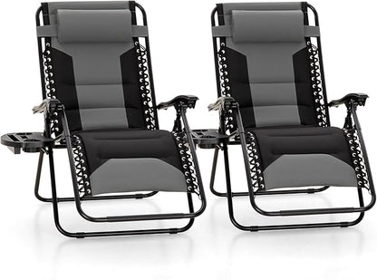 MFSTUDIO Padded Zero Gravity Chair, Cup Holder, 28in Seat, Removable Cup Holder by MFSTUDIO