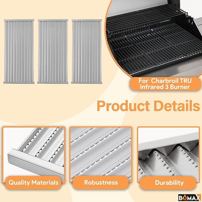 BQMAX 17" Grill Emitter Replacement Parts for Charbroil TRU Infrared 3 Burner 463242516 463355220 466242516 463246018 466242515 466242615 463243016 G466-2400-W1 for Charbroil Grill Replacement Parts