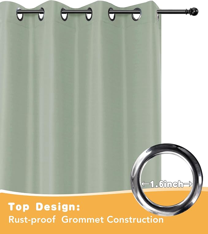 Outdoor Curtains for Patio Waterproof 4 Pcs 54x95 Inch Sage Green | Poolside - Image 4