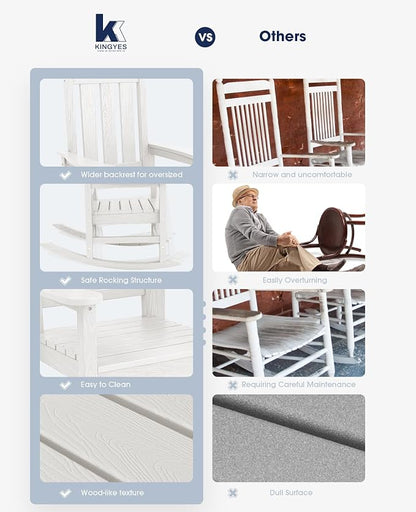 Oversized Outdoor Rocking Chair Set of 4, HDPE Patio Rockers - Image 8
