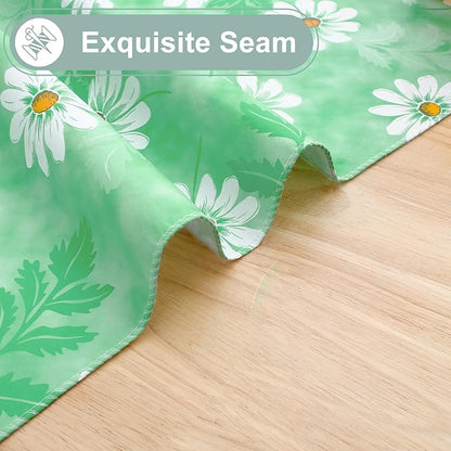 misaya Square Waterproof Vinyl Table Cloth, Wipeable Tablecloth with Flannel Backing, Plastic Table Cover for Dinner, Picnic, Indoor and Outdoor (Green Daisy, 54" x 54")