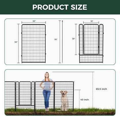 FXW Garden Fence Outdoor for The Yard – 50in(H) x 83.5ft(L) Heavy Duty Metal Animal Barrier for Dog and Rabbit, Decorative Dog Fence, 32 Panels, Black