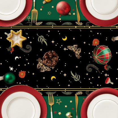 Moth Burlap Table Runner Seasonal Spring Fall Kitchen Dining Linen Table Decoration for Indoor Outdoor Home Party Dinner 13x72 Inch