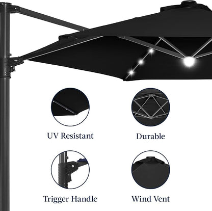 Best Choice Products 10ft Solar LED Offset Cantilever Hanging Market Patio - Image 8
