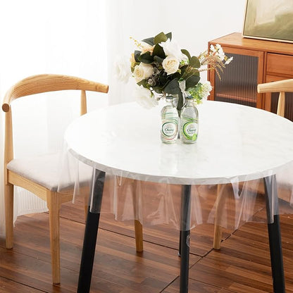 Clear Plastic Tablecloth Protector Round 60inch Diameter Waterproof Oilproof Stain Resistant Wipeable Table Cover for Dining Tables
