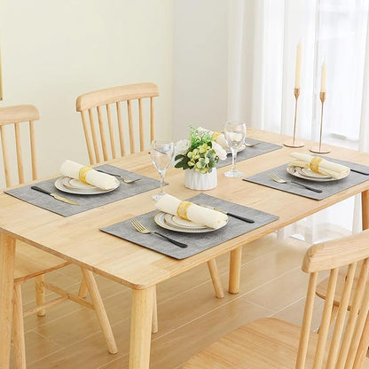Homaxy Faux Leather Heat Resistant Placemats for Dining Table Set of 6, Waterproof Wipeable Washable PU Table Mats, Easy to Clean Anti-Slip Place Mats, 11.8" x 17", Light Grey