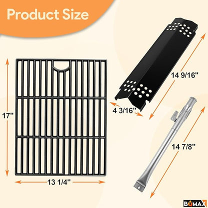 BQMAX Grill Parts for Nexgrill 4 Burner Gas Grill 720-0830H 720-0830 720-0830T, Cooking Grate, Heat Plates Shield and Burner for Nexgrill 4 Burner Replacement Parts for 720-0830h Nexgrill Parts