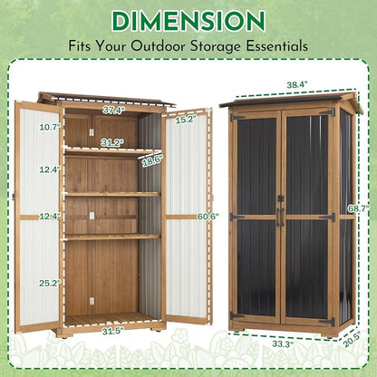 Ketive Outdoor Storage Cabinet, Wood & Metal Garden Cabinet - Image 5
