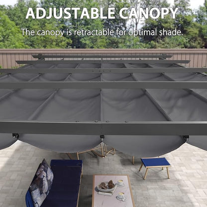 PURPLE LEAF Outdoor Pergola 12' X 16' Retractable Canopy Aluminum, Custom Shade - Image 5