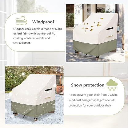 Patio Adirondack Chair Cover 35 W x 37 D x 36 H inches,600D Heavy Duty Waterproof Outdoor Chair Covers,Patio Furniture Covers for Adirondack Chairs,Beige