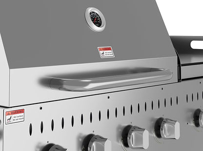 60 in. 8-Burner Commercial Outdoor Propane Gas Grill with 30 in. Roll Dome Cover and 30 in. Griddle in Stainless-Steel, ETL Listed (CGKIT6-D30G30)