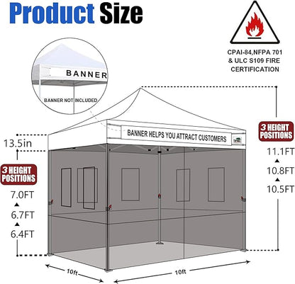 Eurmax USA 10'x10' Pop-up Canopy Tent Commercial Instant Canopies with 4 Removable Zipper End Food Service Wall kit and Roller Bag, Bonus 4 SandBags(Blue)