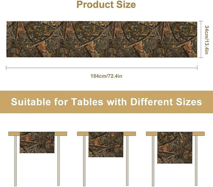 Camo Hunting Table Runner, Mossy and Oak Camouflage Patterns Table Runner for Kitchen Dining Party Home 13x60in